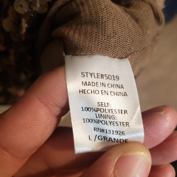 Amber Blue Gold Sequin Cocktail Dress (Size: Large) - Picture 5 of 10